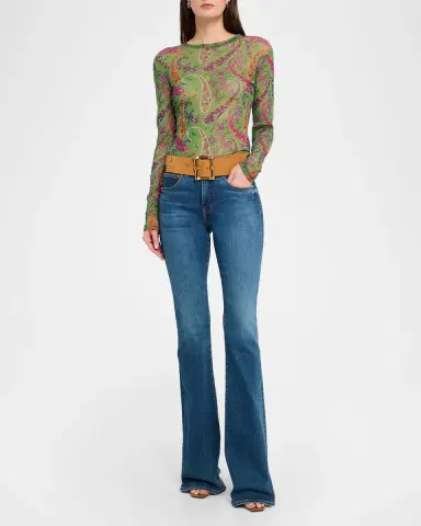 Etro Floral Paisley Mesh Long-Sleeve T-Shirt | Thumbnail 2 Etro Floral Paisley Mesh Long-Sleeve T-Shirt | Thumbnail 2