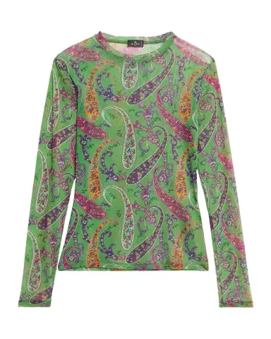 Etro Floral Paisley Mesh Long-Sleeve T-Shirt | Thumbnail 1 Etro Floral Paisley Mesh Long-Sleeve T-Shirt | Thumbnail 1