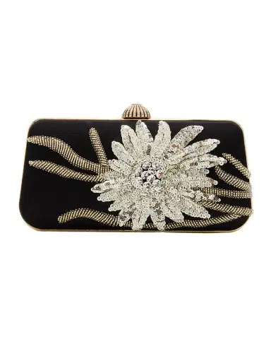 Valentino Garavani Carry Secrets Sequin Floral Satin Clutch Bag | Thumbnail 1 Valentino Garavani Carry Secrets Sequin Floral Satin Clutch Bag | Thumbnail 1