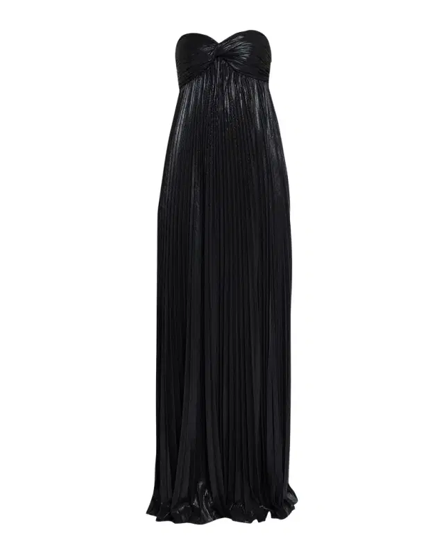Zoa Strapless Lamé Twisted-Bodice Gown