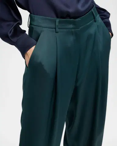 Giorgio Armani Pleated Silk Straight-Leg Trousers | Thumbnail 5 Giorgio Armani Pleated Silk Straight-Leg Trousers | Thumbnail 5