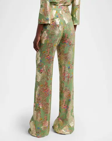 Valentino Garavani Metallic Floral Jacquard Straight-Leg Pants | Thumbnail 3 Valentino Garavani Metallic Floral Jacquard Straight-Leg Pants | Thumbnail 3