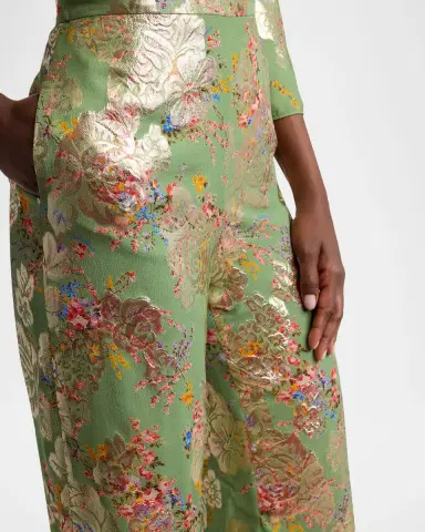 Valentino Garavani Metallic Floral Jacquard Straight-Leg Pants | Thumbnail 5 Valentino Garavani Metallic Floral Jacquard Straight-Leg Pants | Thumbnail 5