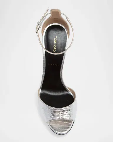 Tom Ford 105mm Embossed Metallic Leather Ankle-Strap Sandals | Thumbnail 4 Tom Ford 105mm Embossed Metallic Leather Ankle-Strap Sandals | Thumbnail 4