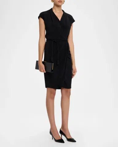 Giorgio Armani Belted Cap-Sleeve Jersey Wrap Dress | Thumbnail 4 Giorgio Armani Belted Cap-Sleeve Jersey Wrap Dress | Thumbnail 4
