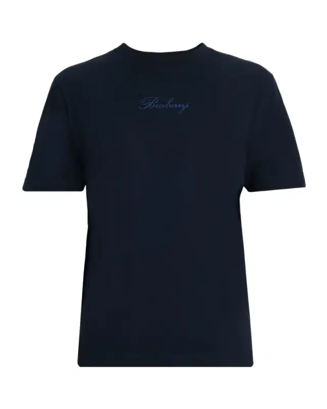 Burberry Men 's Check Cursive Logo Cotton T-Shirt