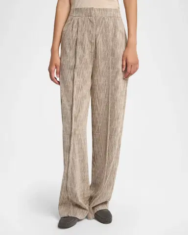 Giorgio Armani Pleated Cotton Jacquard Tapered-Leg Trousers | Thumbnail 4 Giorgio Armani Pleated Cotton Jacquard Tapered-Leg Trousers | Thumbnail 4