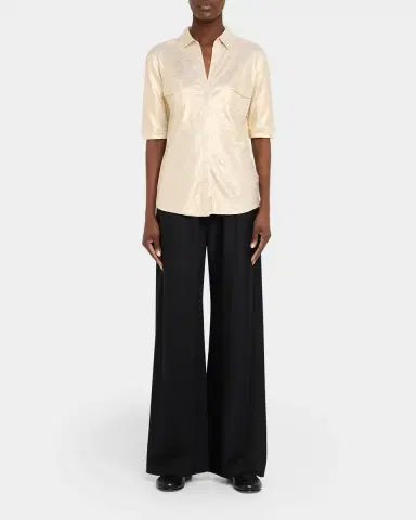 MAJESTIC FILATURES Button-Down Metallic Stretch Linen Shirt | Thumbnail 2