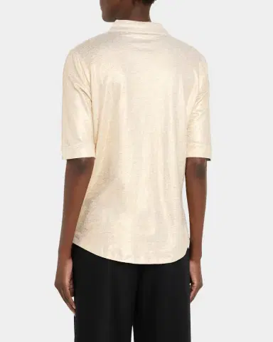 MAJESTIC FILATURES Button-Down Metallic Stretch Linen Shirt | Thumbnail 3