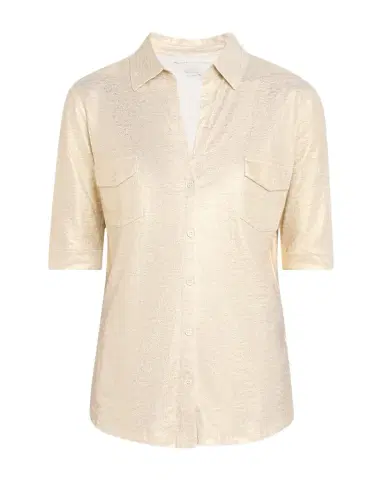 MAJESTIC FILATURES Button-Down Metallic Stretch Linen Shirt | Thumbnail 1
