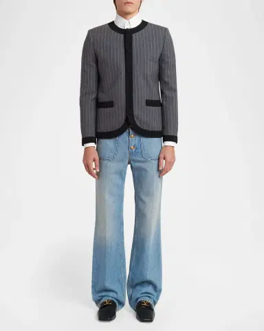 Valentino Garavani Men's Pinstripe Wool Jacket | Thumbnail 2