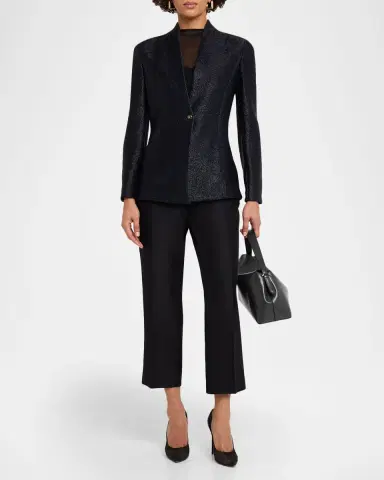 Giorgio Armani Metallic Raffia Single-Breasted Jacket | Thumbnail 2 Giorgio Armani Metallic Raffia Single-Breasted Jacket | Thumbnail 2