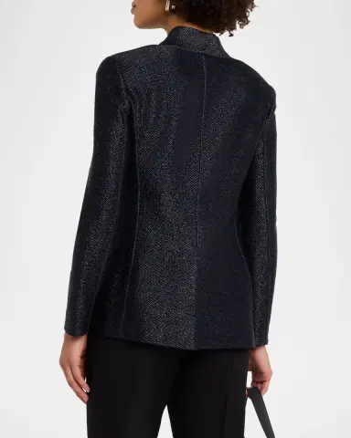 Giorgio Armani Metallic Raffia Single-Breasted Jacket | Thumbnail 3 Giorgio Armani Metallic Raffia Single-Breasted Jacket | Thumbnail 3