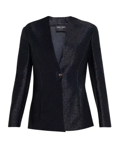 Giorgio Armani Metallic Raffia Single-Breasted Jacket | Thumbnail 1 Giorgio Armani Metallic Raffia Single-Breasted Jacket | Thumbnail 1