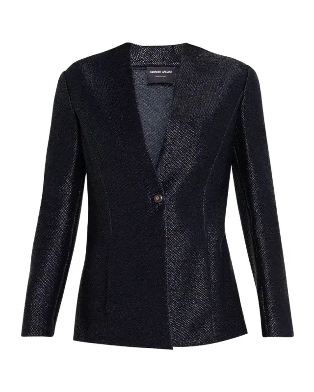 Giorgio Armani Metallic Raffia Single-Breasted Jacket