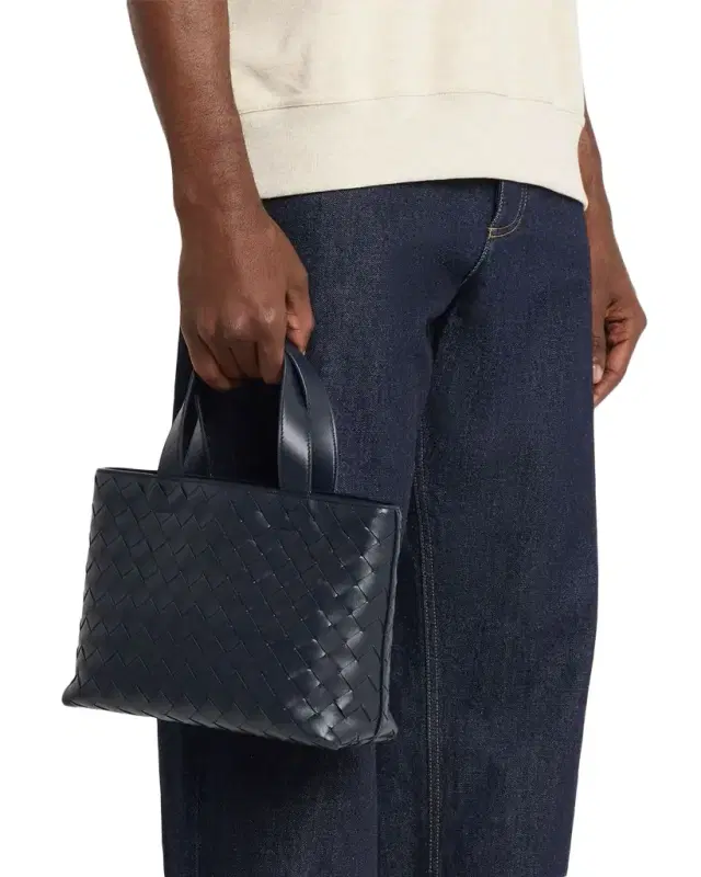 Bottega Veneta Men 's Mini Intrecciato Leather Zipped Tote Bag