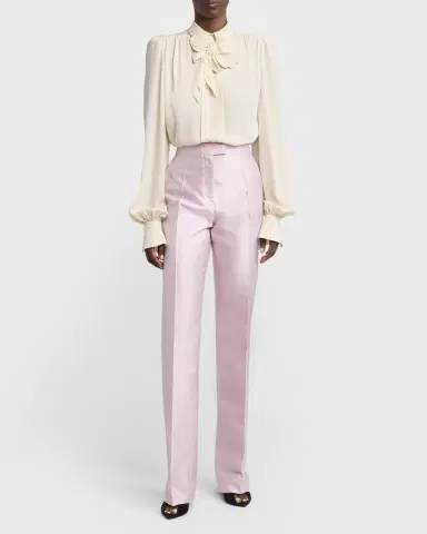 Valentino Garavani Flower Applique Silk Collared Top | Thumbnail 2 Valentino Garavani Flower Applique Silk Collared Top | Thumbnail 2