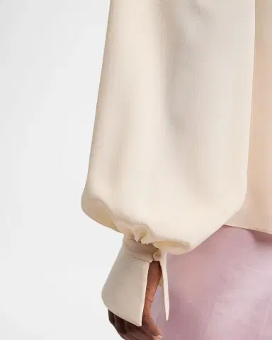 Valentino Garavani Flower Applique Silk Collared Top | Thumbnail 5 Valentino Garavani Flower Applique Silk Collared Top | Thumbnail 5