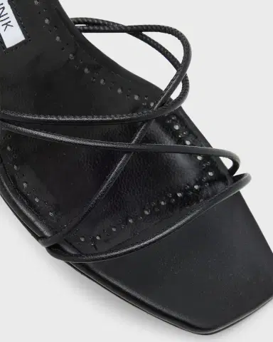 Manolo Blahnik Strappy Leather Kitten-Heel Mule Sandals | Thumbnail 3