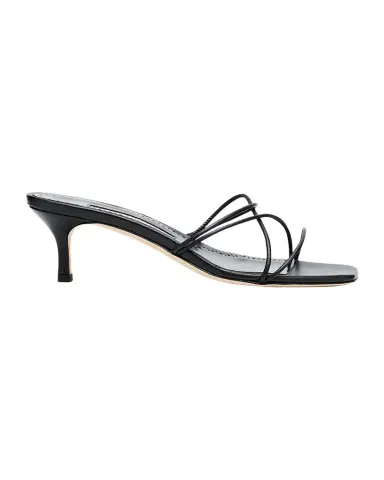 Manolo Blahnik Strappy Leather Kitten-Heel Mule Sandals | Thumbnail 1