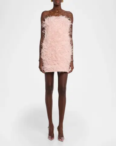 Halston Juniper Strapless Faux Feather Mini Dress | Thumbnail 2