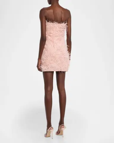 Halston Juniper Strapless Faux Feather Mini Dress | Thumbnail 3