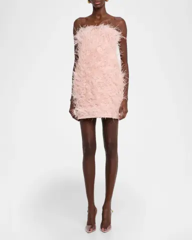 Halston Juniper Strapless Faux Feather Mini Dress | Thumbnail 4