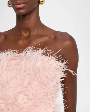 Halston Juniper Strapless Faux Feather Mini Dress | Thumbnail 5
