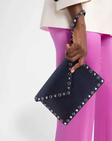 Valentino Garavani Medium Rockstud & Rhinestone Flat Pouch Bag | Thumbnail 2 Valentino Garavani Medium Rockstud & Rhinestone Flat Pouch Bag | Thumbnail 2