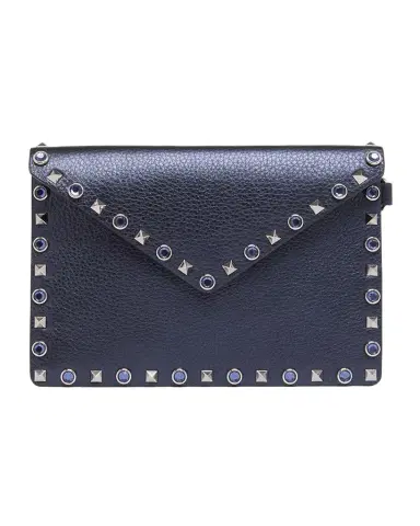 Valentino Garavani Medium Rockstud & Rhinestone Flat Pouch Bag | Thumbnail 1 Valentino Garavani Medium Rockstud & Rhinestone Flat Pouch Bag | Thumbnail 1