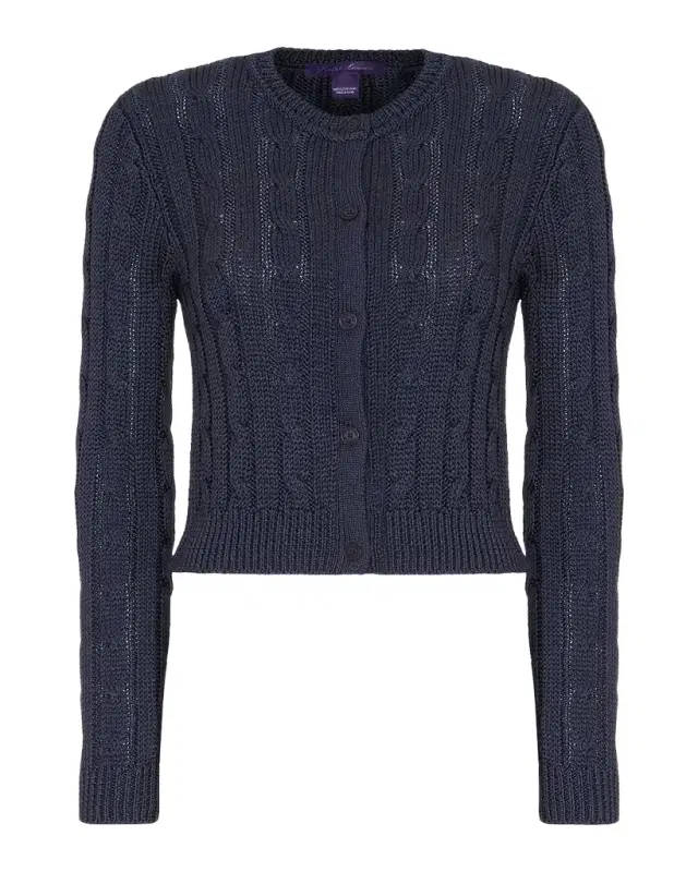 Cable-Knit Silk Cropped Cardigan