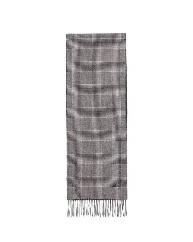 Brioni Men 's Silk and Cashmere Double-Face Houndstooth Plaid Scarf