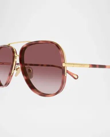 Chloé 60mm Metal & Acetate Aviator Sunglasses | Thumbnail 3 Chloé 60mm Metal & Acetate Aviator Sunglasses | Thumbnail 3