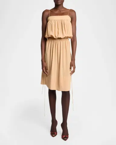Saint Laurent Silk Crepe De Chine Balloon Midi Dress | Thumbnail 2