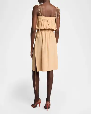 Saint Laurent Silk Crepe De Chine Balloon Midi Dress | Thumbnail 3