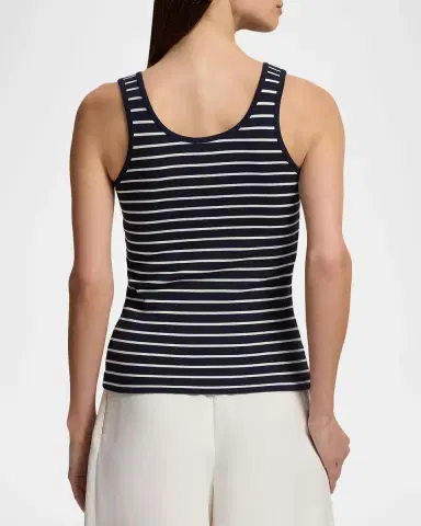 Ralph Lauren Collection Ellis Rib-Knit Striped Tank Top | Thumbnail 3