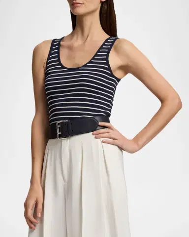 Ralph Lauren Collection Ellis Rib-Knit Striped Tank Top | Thumbnail 6