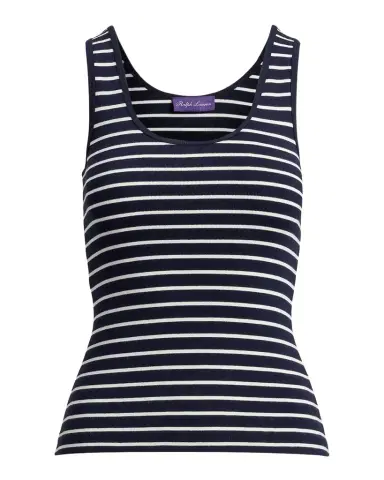 Ralph Lauren Collection Ellis Rib-Knit Striped Tank Top | Thumbnail 1