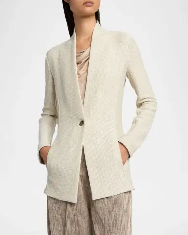 Giorgio Armani Single-Breasted Tweed Blazer Jacket | Thumbnail 4 Giorgio Armani Single-Breasted Tweed Blazer Jacket | Thumbnail 4