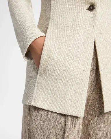 Giorgio Armani Single-Breasted Tweed Blazer Jacket | Thumbnail 5 Giorgio Armani Single-Breasted Tweed Blazer Jacket | Thumbnail 5