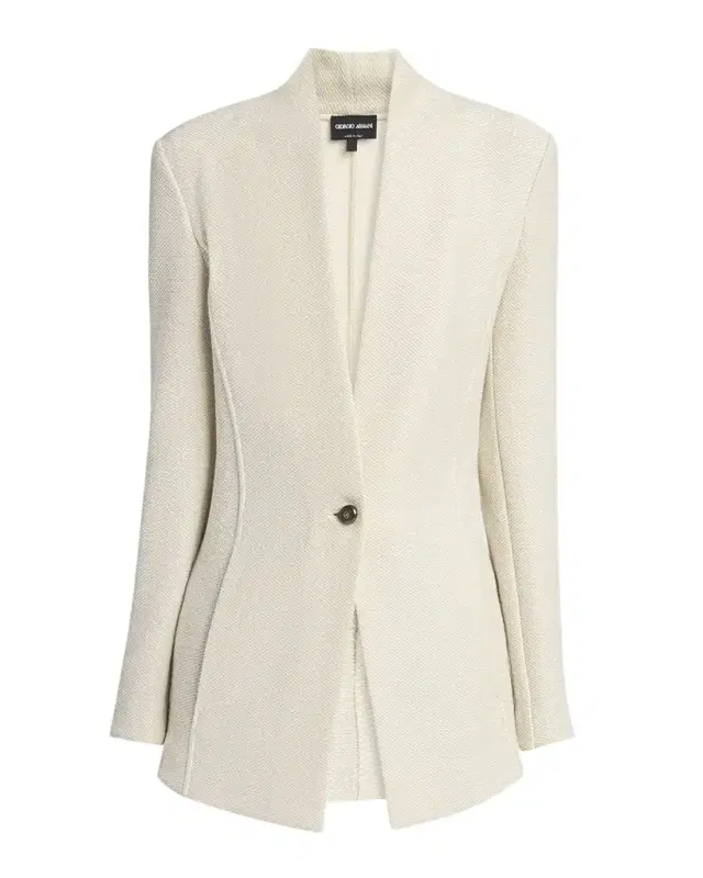 Single-Breasted Tweed Blazer Jacket