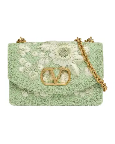Valentino Garavani Beaded Floral-Embroidered Moire Shoulder Bag | Thumbnail 1 Valentino Garavani Beaded Floral-Embroidered Moire Shoulder Bag | Thumbnail 1