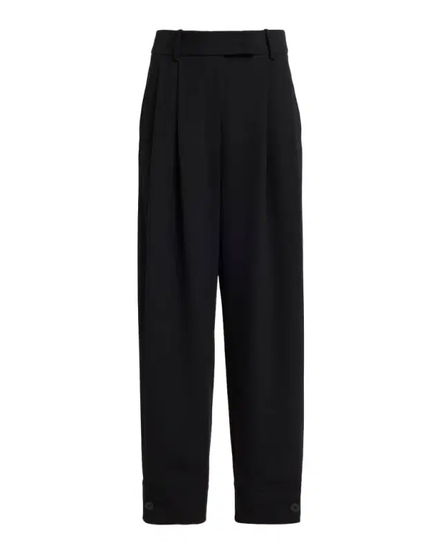 Giorgio Armani Pleated Silk Wide-Leg Cuffed Trousers