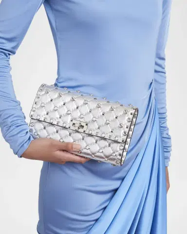 Valentino Garavani Quilted Metallic Leather Rockstud & Rhinestone Shoulder Bag | Thumbnail 2 Valentino Garavani Quilted Metallic Leather Rockstud & Rhinestone Shoulder Bag | Thumbnail 2
