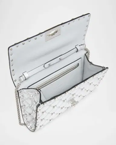 Valentino Garavani Quilted Metallic Leather Rockstud & Rhinestone Shoulder Bag | Thumbnail 4 Valentino Garavani Quilted Metallic Leather Rockstud & Rhinestone Shoulder Bag | Thumbnail 4