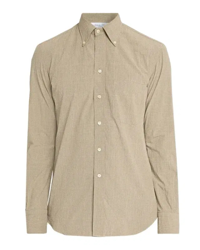 Men's Cotton Micro-Grid Check Button-Down Shirt
