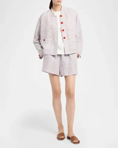 Giorgio Armani Single-Breasted Linen Caban Coat | Thumbnail 2