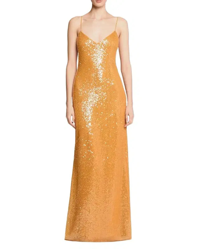 Glora Sequined V-Neck Gown
