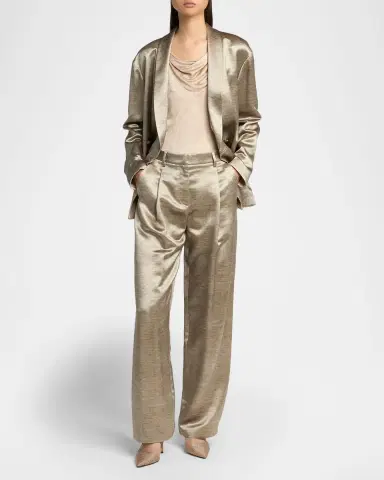 Giorgio Armani Cowl-Neck Metallic Jersey Top | Thumbnail 2