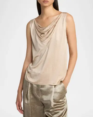Giorgio Armani Cowl-Neck Metallic Jersey Top | Thumbnail 4
